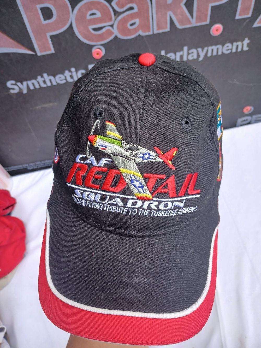 Red Tail Squadron Embroidered Baseball Cap - Black & Red